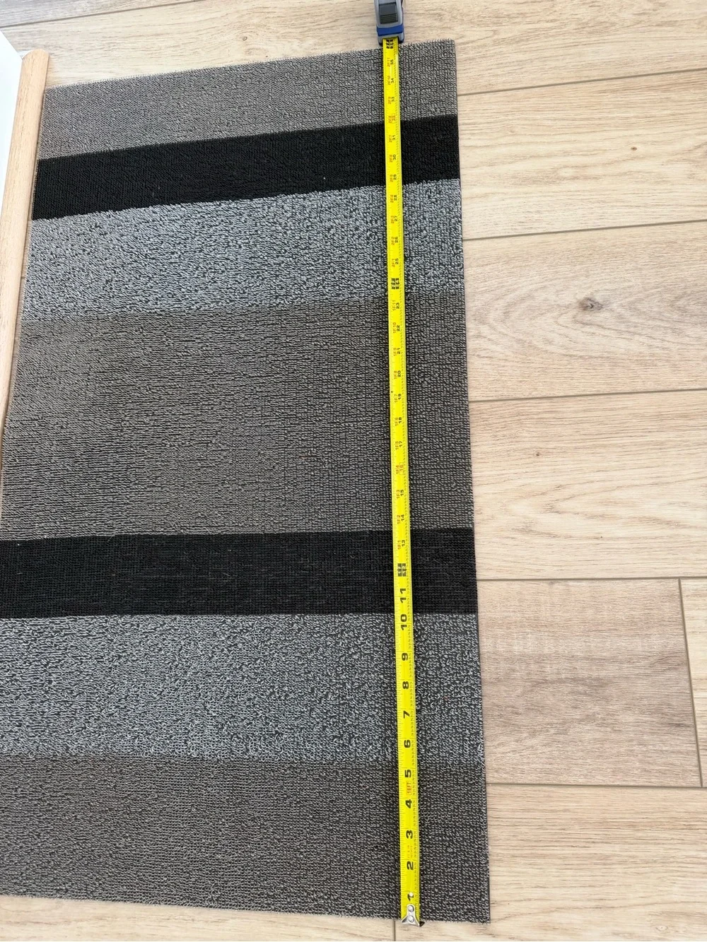 Gray Striped Non-Slip indoor or outdoor rug.